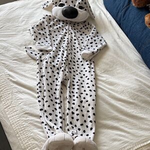Costume Express Black & White Spotted Dalmatian Plush Head Kids Footie Costume S